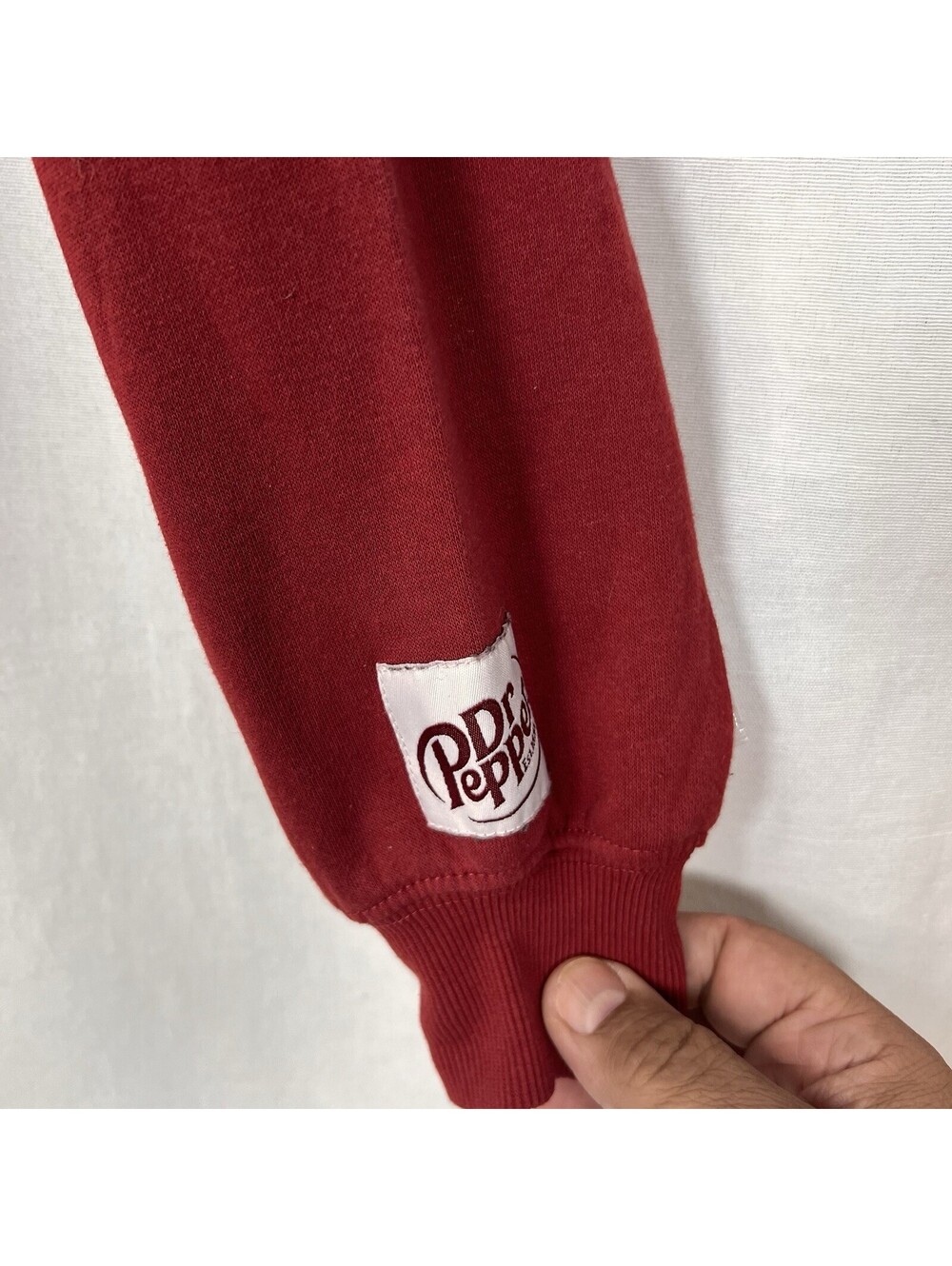 Dr Pepper Long-Sleeve Sweatshirt Maroon Red, Unisex Size S - Picture 3 of 8
